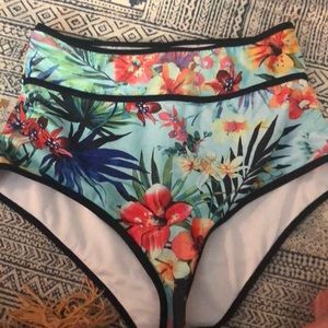 Tropical high waisted bikini bottom